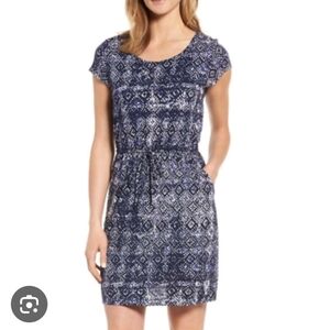 Lucky brand blue white tile print dress top LARGE NEW